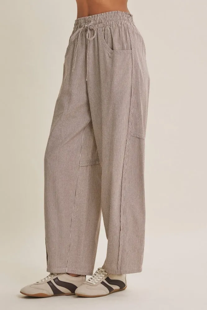 Chocolate Striped Cotton Barrel Leg Pants sold by Pinkblush product image thumbnail 5