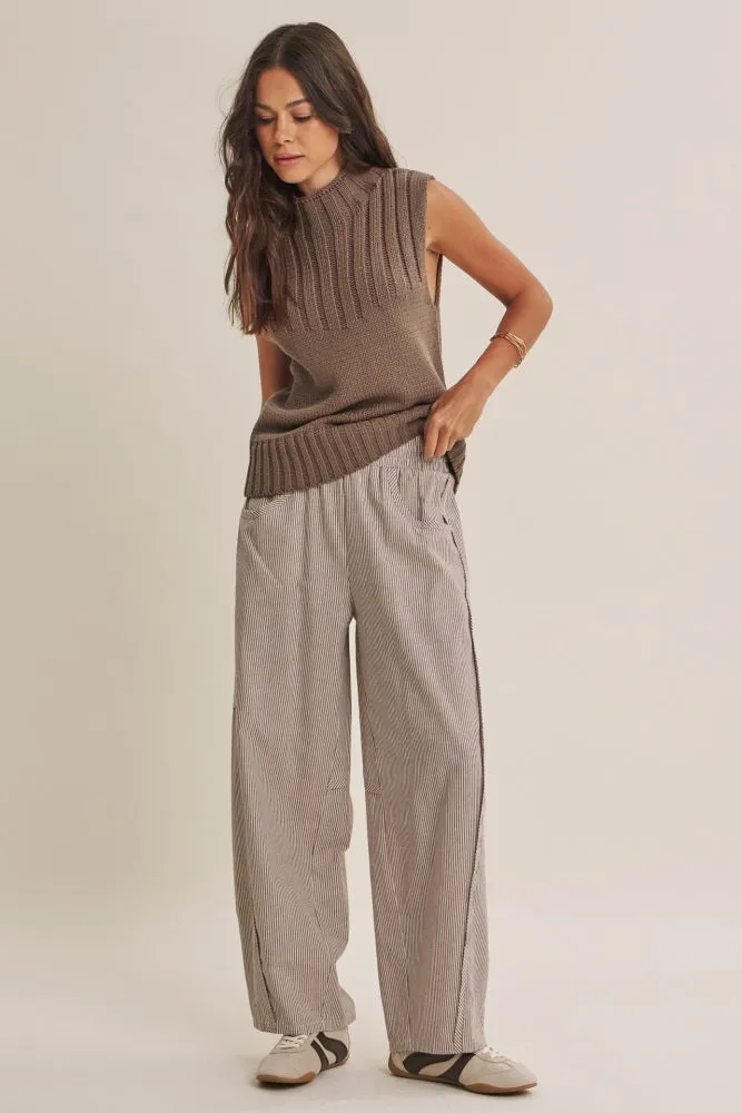 Chocolate Striped Cotton Barrel Leg Pants sold by Pinkblush product image thumbnail 2
