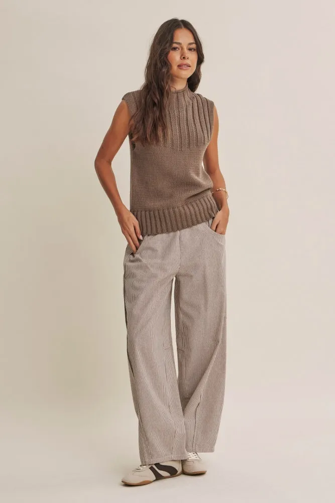 Chocolate Striped Cotton Barrel Leg Pants sold by Pinkblush product image thumbnail 3