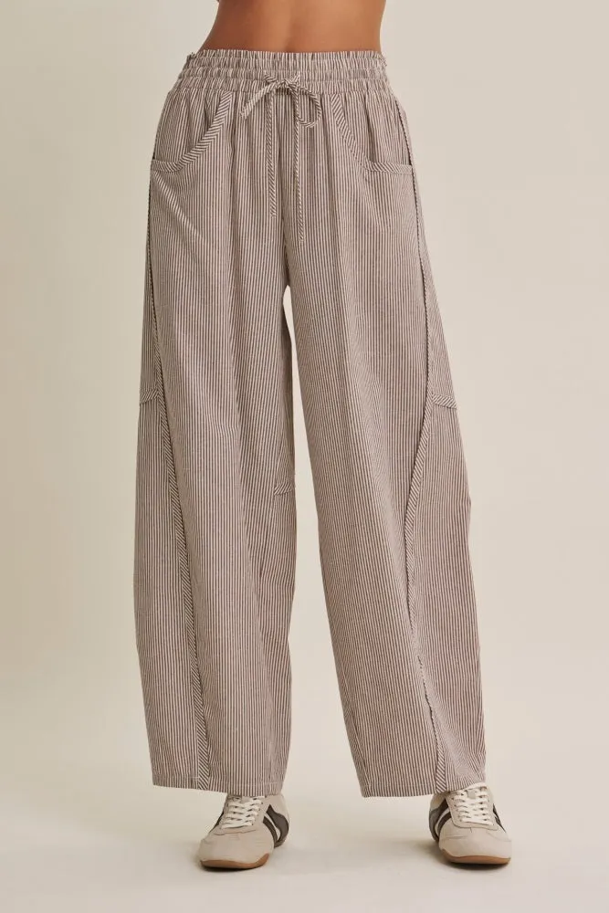 Chocolate Striped Cotton Barrel Leg Pants sold by Pinkblush product image thumbnail 4