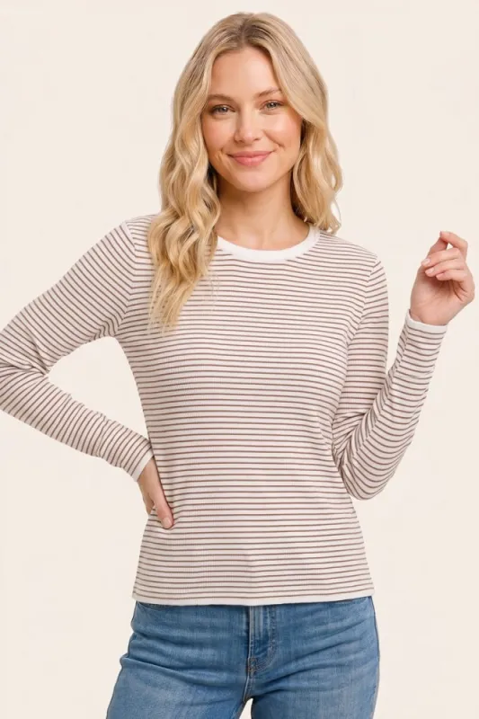Ivory Copper Basic Pinstripe Sweater made by Staccato