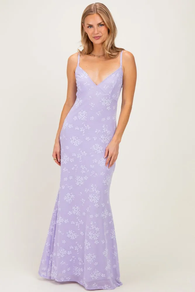 Lavender Floral Sleeveless V-Neck Maternity Maxi Dress sold by Pinkblush product image thumbnail 4