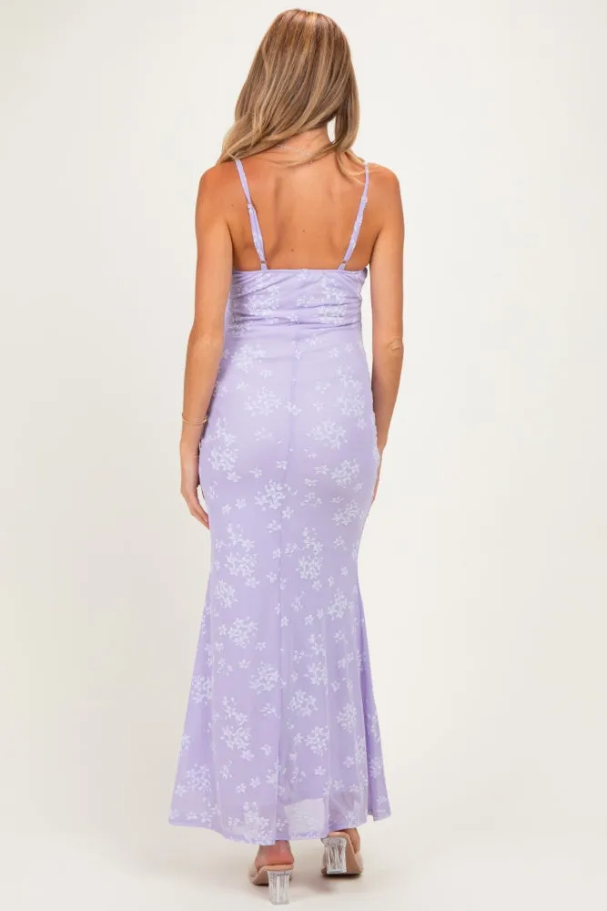 Lavender Floral Sleeveless V-Neck Maternity Maxi Dress sold by Pinkblush product image thumbnail 3