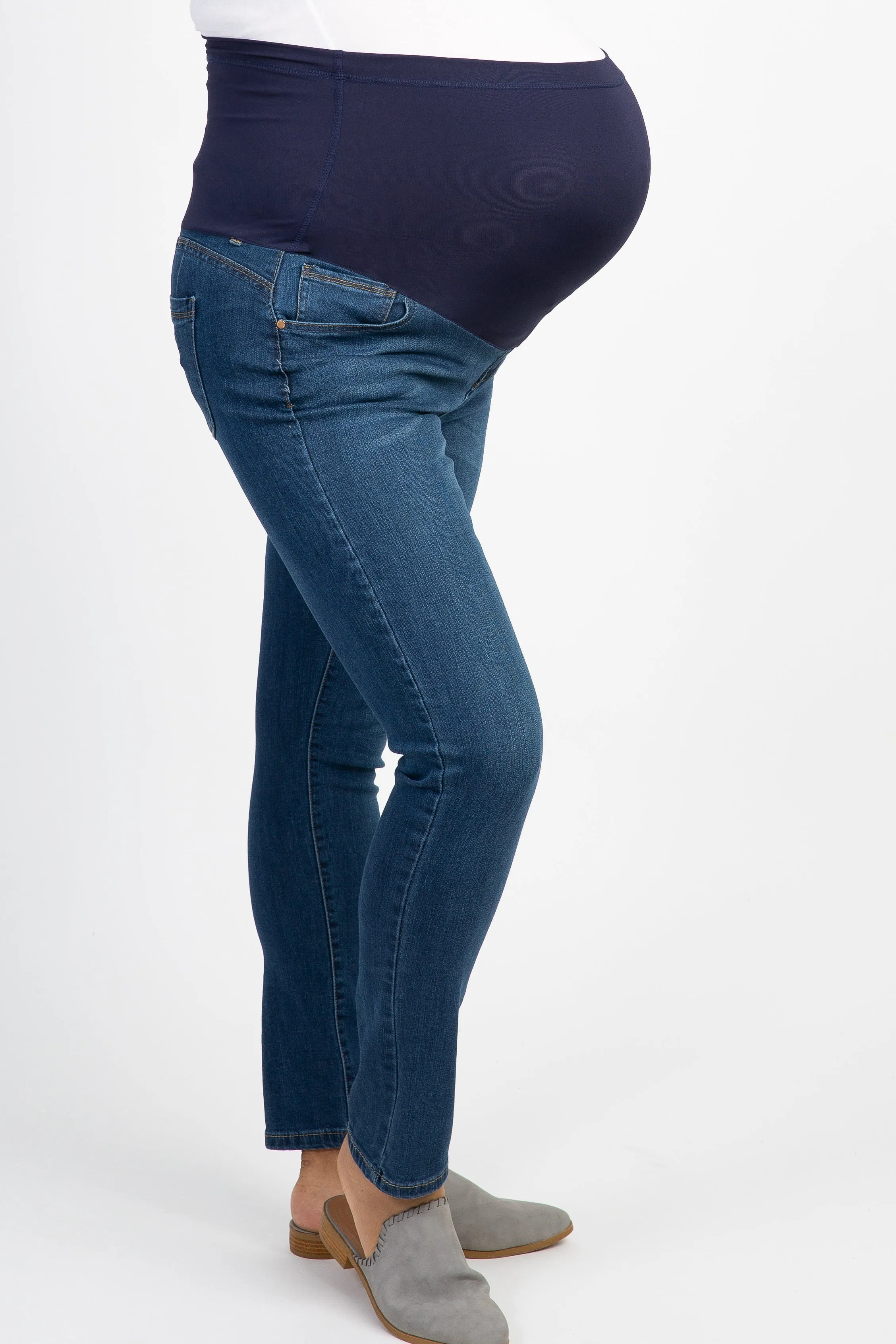Navy Blue Faded Maternity Plus Skinny Jeans sold by Pinkblush product image thumbnail 3
