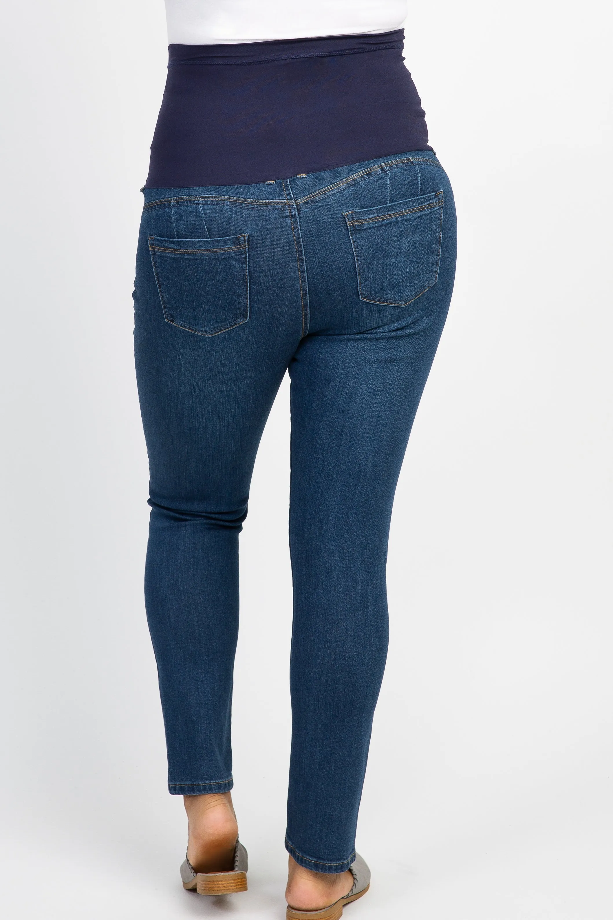 Navy Blue Faded Maternity Plus Skinny Jeans sold by Pinkblush product image thumbnail 4