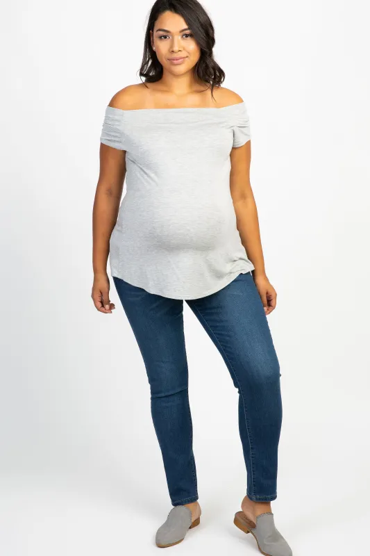 Navy Blue Faded Maternity Plus Skinny Jeans made by Pinkblush