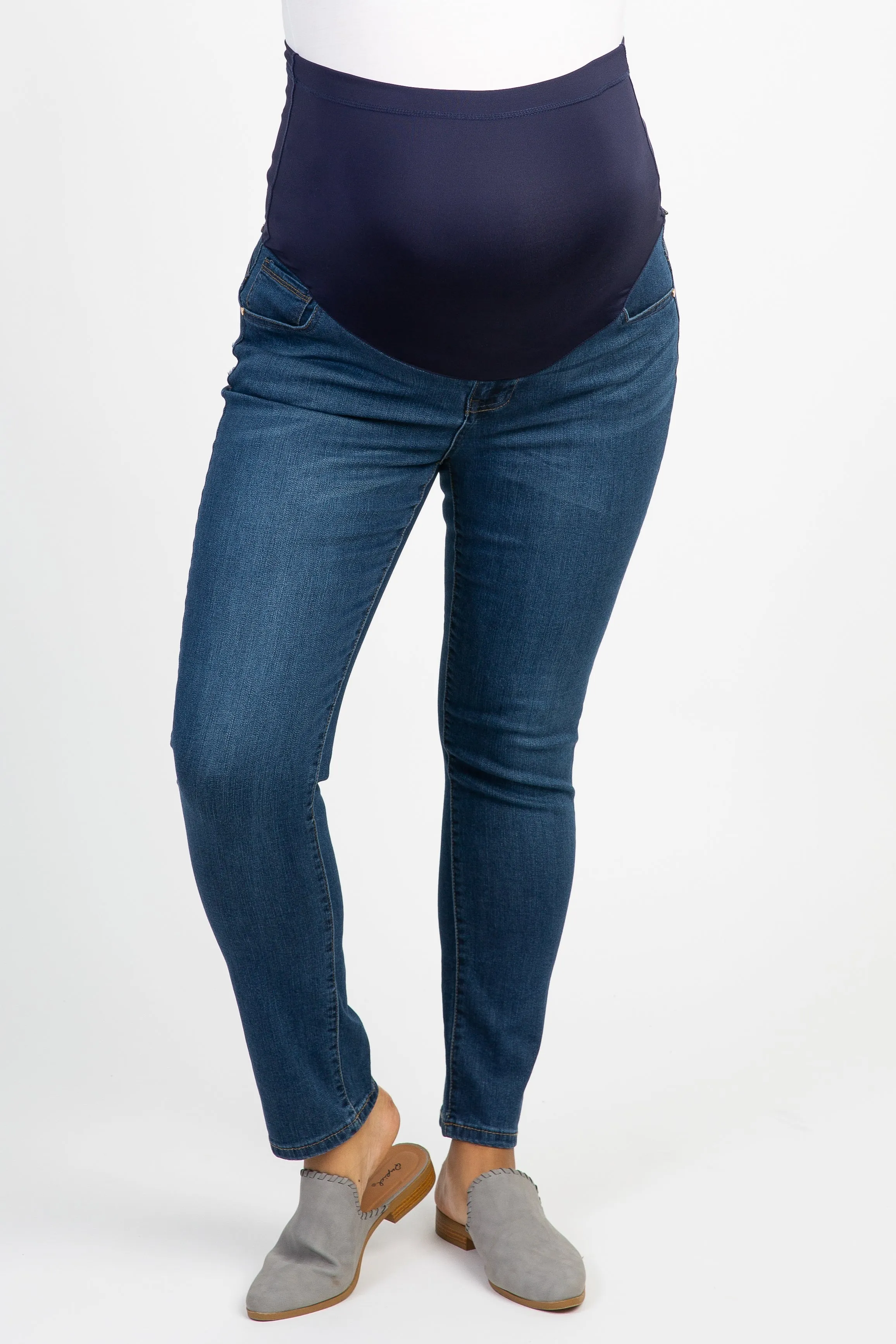 Navy Blue Faded Maternity Plus Skinny Jeans sold by Pinkblush product image thumbnail 2