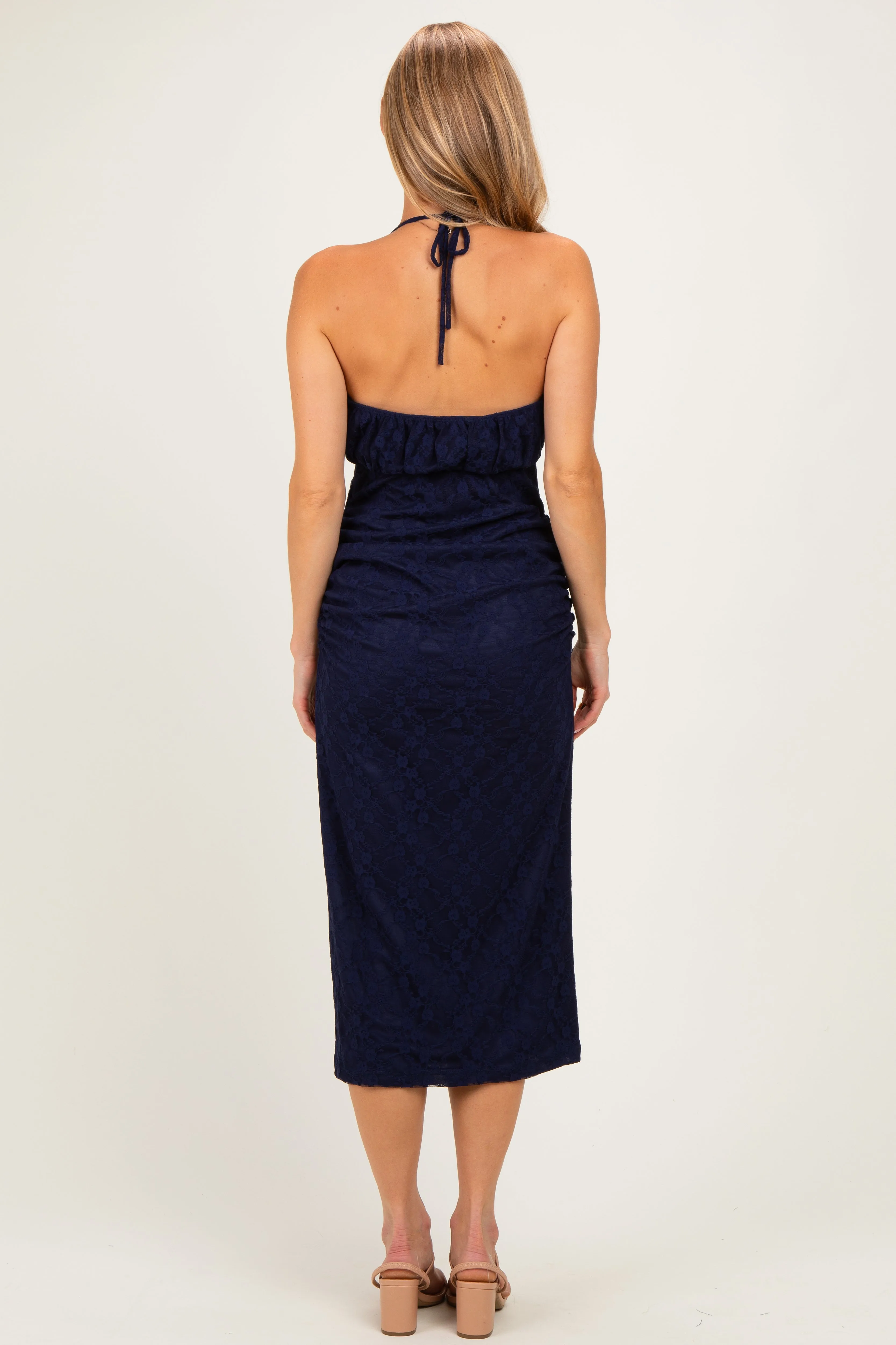 Navy Sleeveless Lace Midi Dress sold by Pinkblush product image thumbnail 3