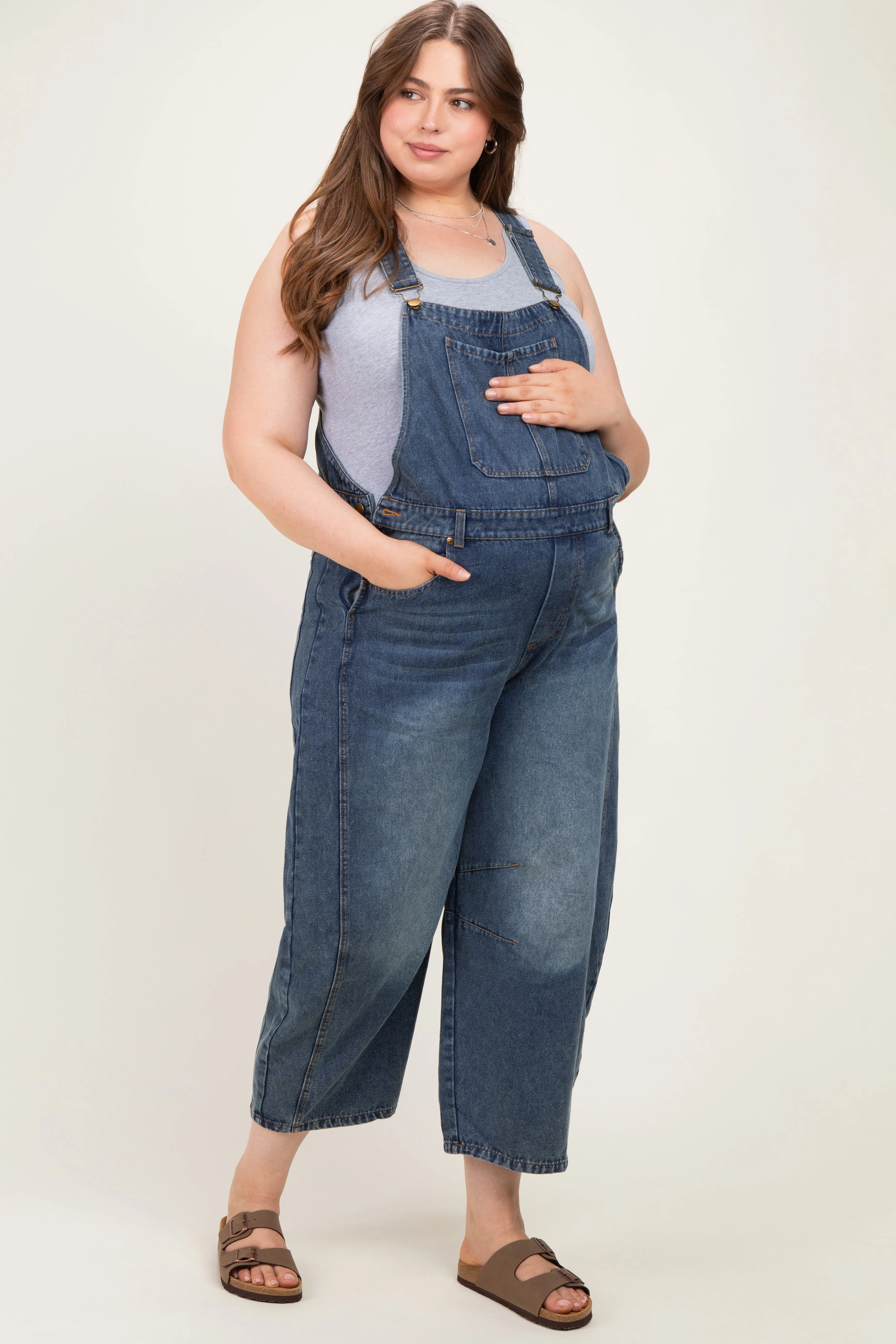 Denim Vintage Wash Plus Maternity Overall sold by Pinkblush product image thumbnail 2