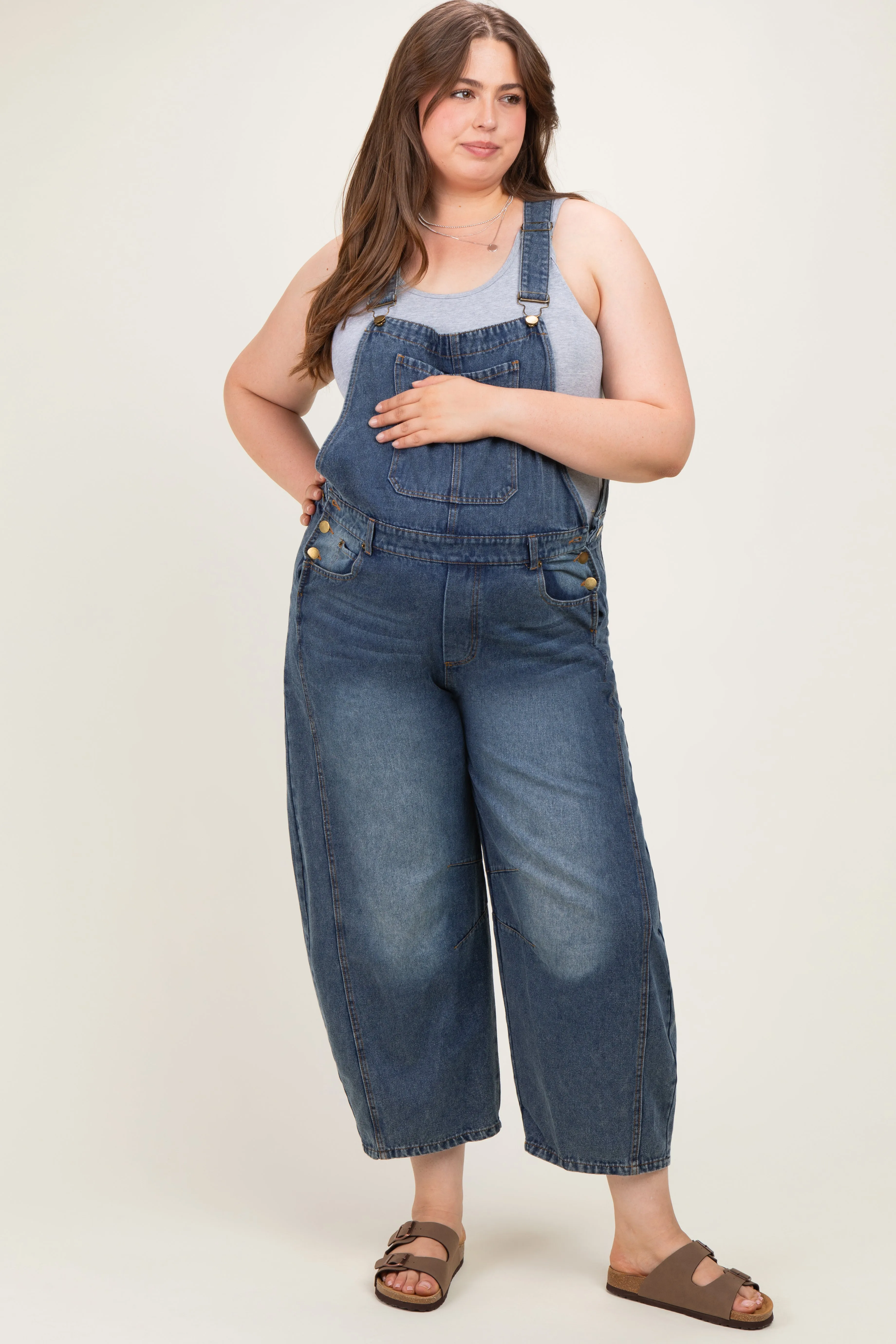 Denim Vintage Wash Plus Maternity Overall sold by Pinkblush product image thumbnail 3