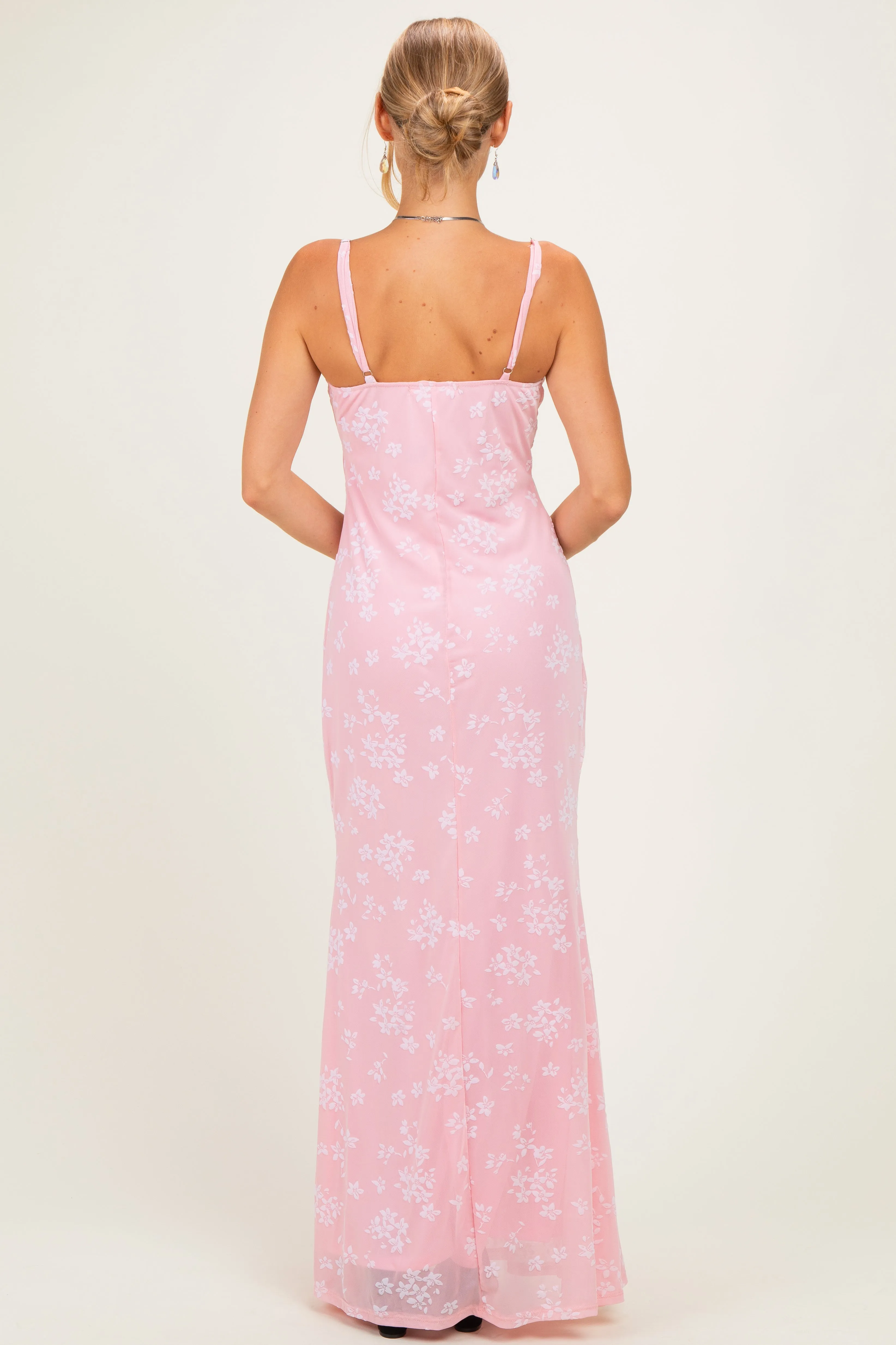 Pink Floral Sleeveless V-Neck Maxi Dress sold by Pinkblush product image thumbnail 3