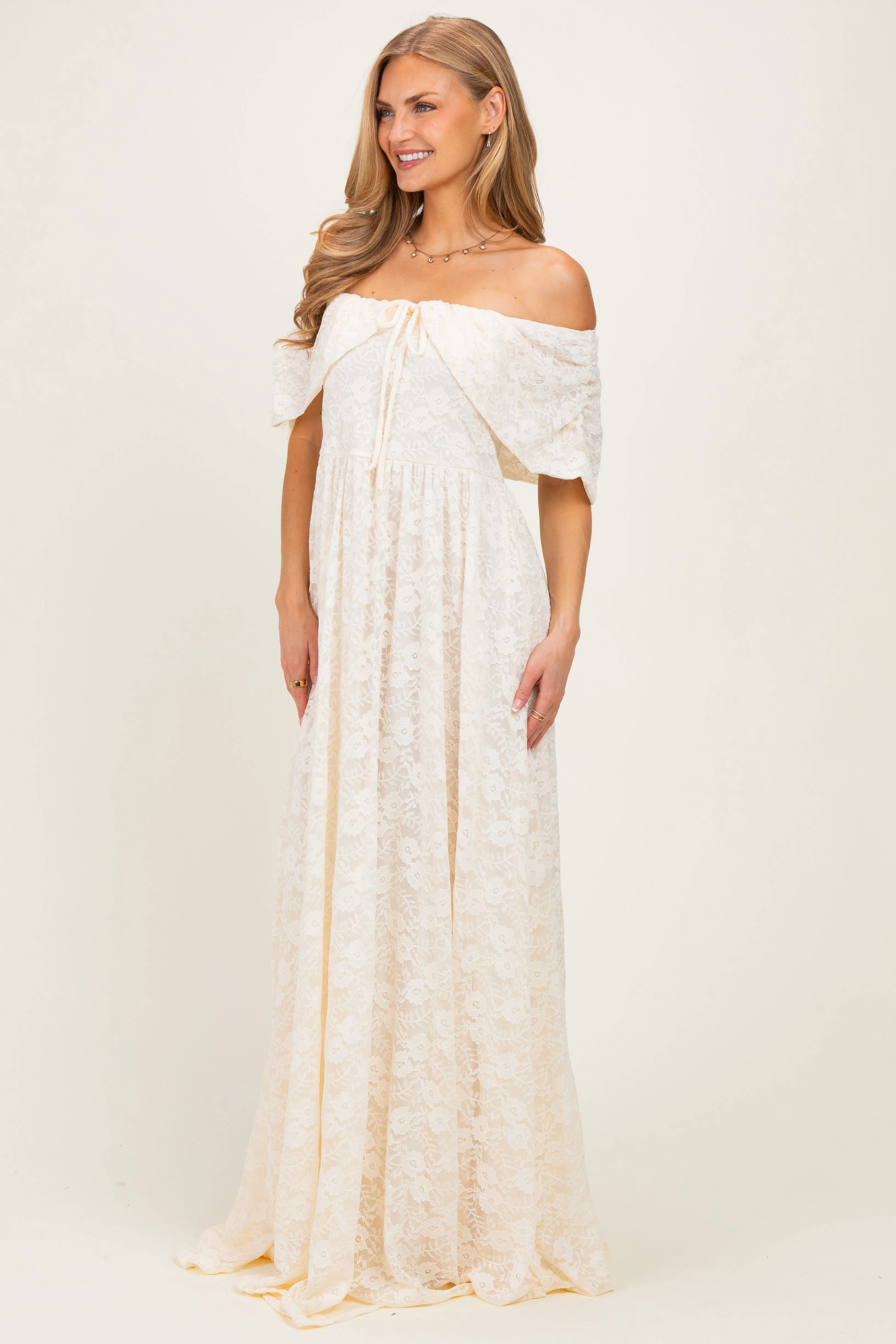 Natural Lace Maxi Dress sold by Pinkblush product image thumbnail 2