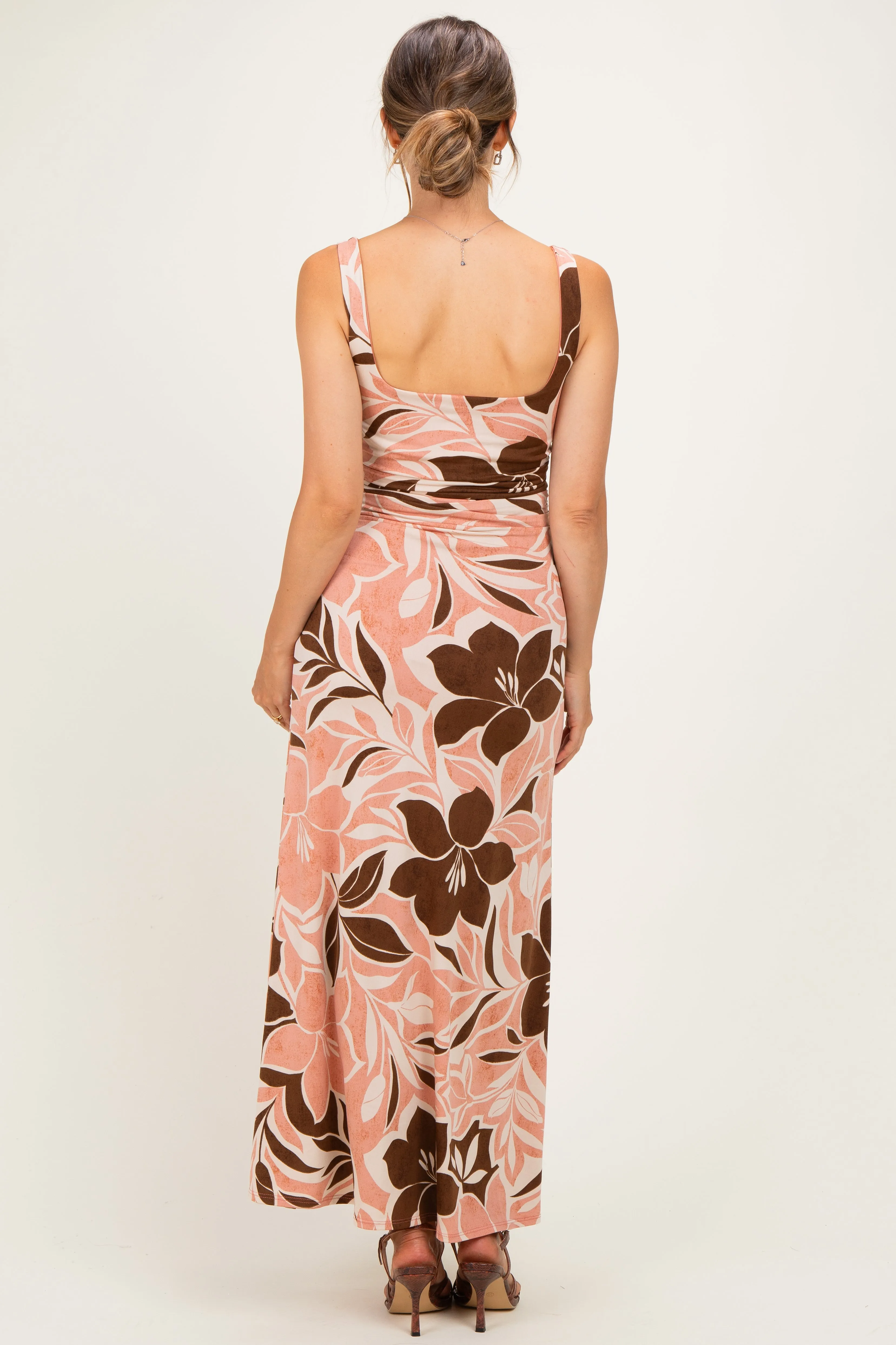 Pink Floral Scoop Back Maternity Maxi Dress sold by Pinkblush product image thumbnail 3
