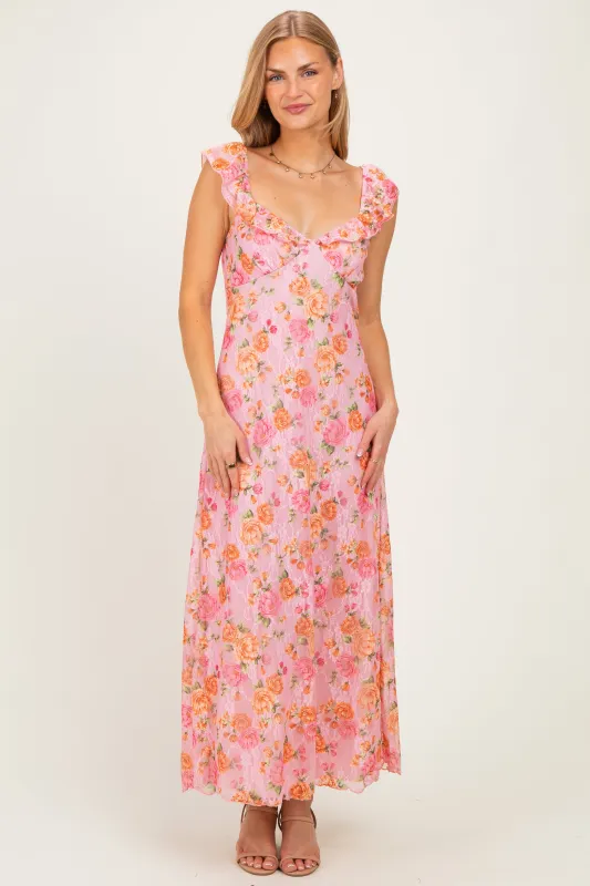 Pink Floral Sleeveless Maxi Dress made by Pinkblush