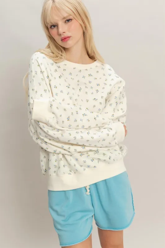 Blue Ditsy Floral Sweatshirt made by HYFVE