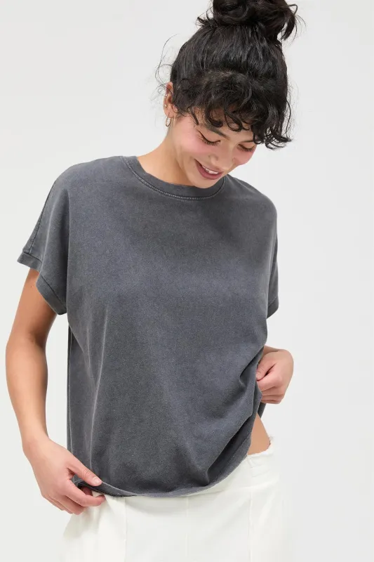 Charcoal Mineral Wash Boxy Fit T-Shirt made by HYFVE