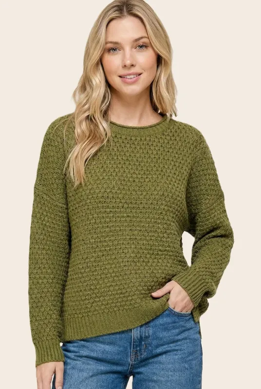 Matcha Honeycomb Knit Sweater made by Staccato