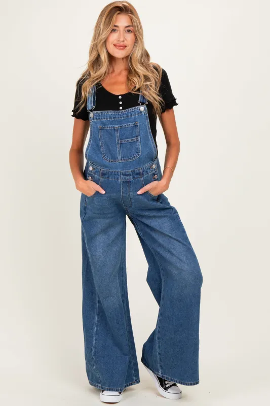 Denim Blue Wide-Leg Maternity Overalls made by Pinkblush