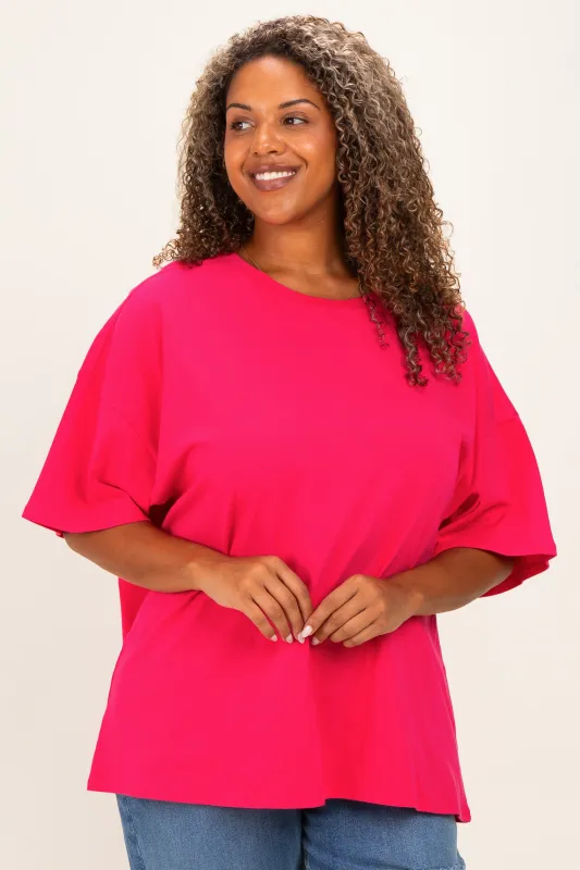 Pink Plus Cotton Oversized Tunic Tee made by Zenana Outfitters