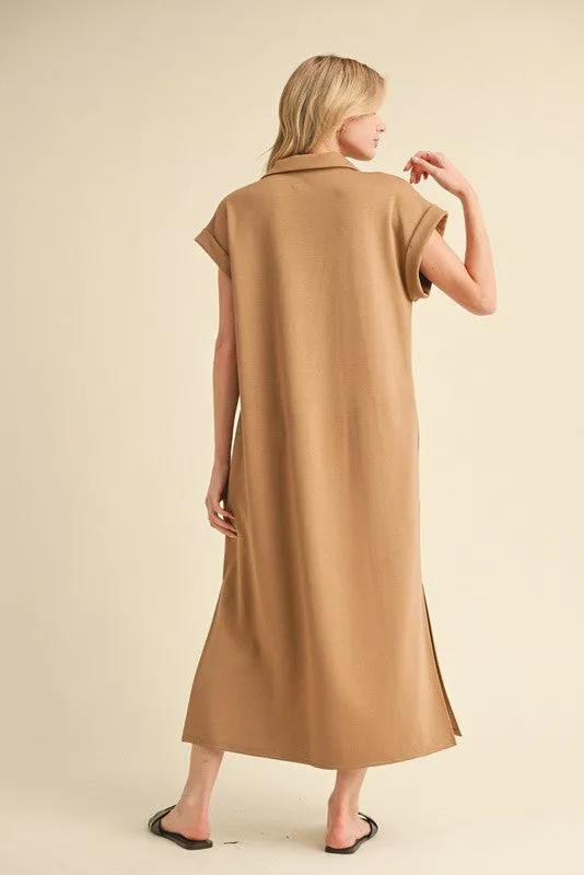 Camel Collared Oversized Midi Dress sold by Pinkblush product image thumbnail 2