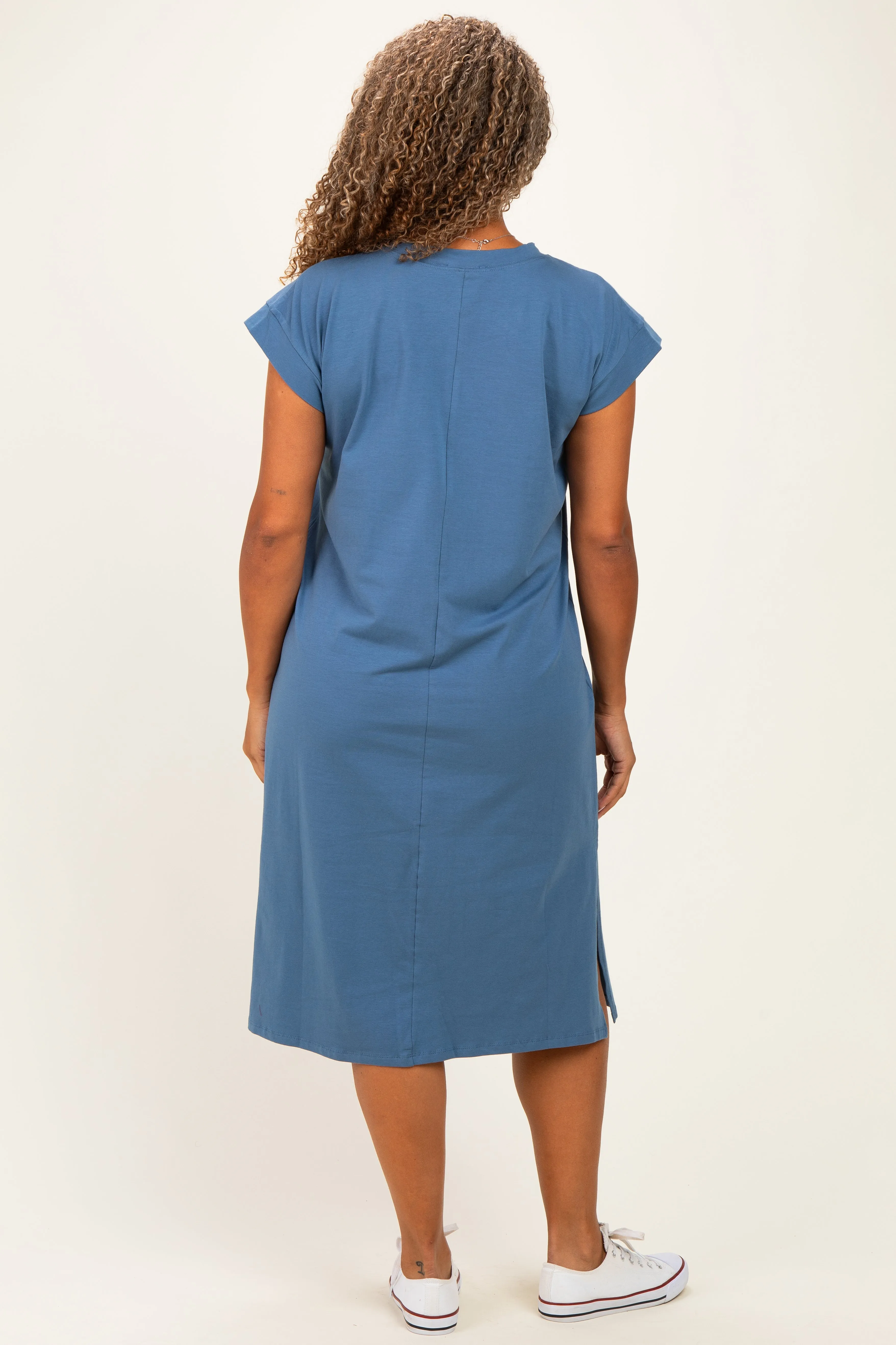 Blue Plus Round Neck Short Sleeve Midi Dress sold by Pinkblush product image thumbnail 3