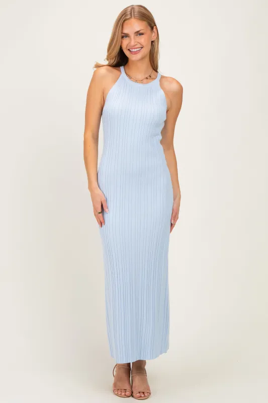 Sky Halter Ribbed Knit Maxi Dress made by Able