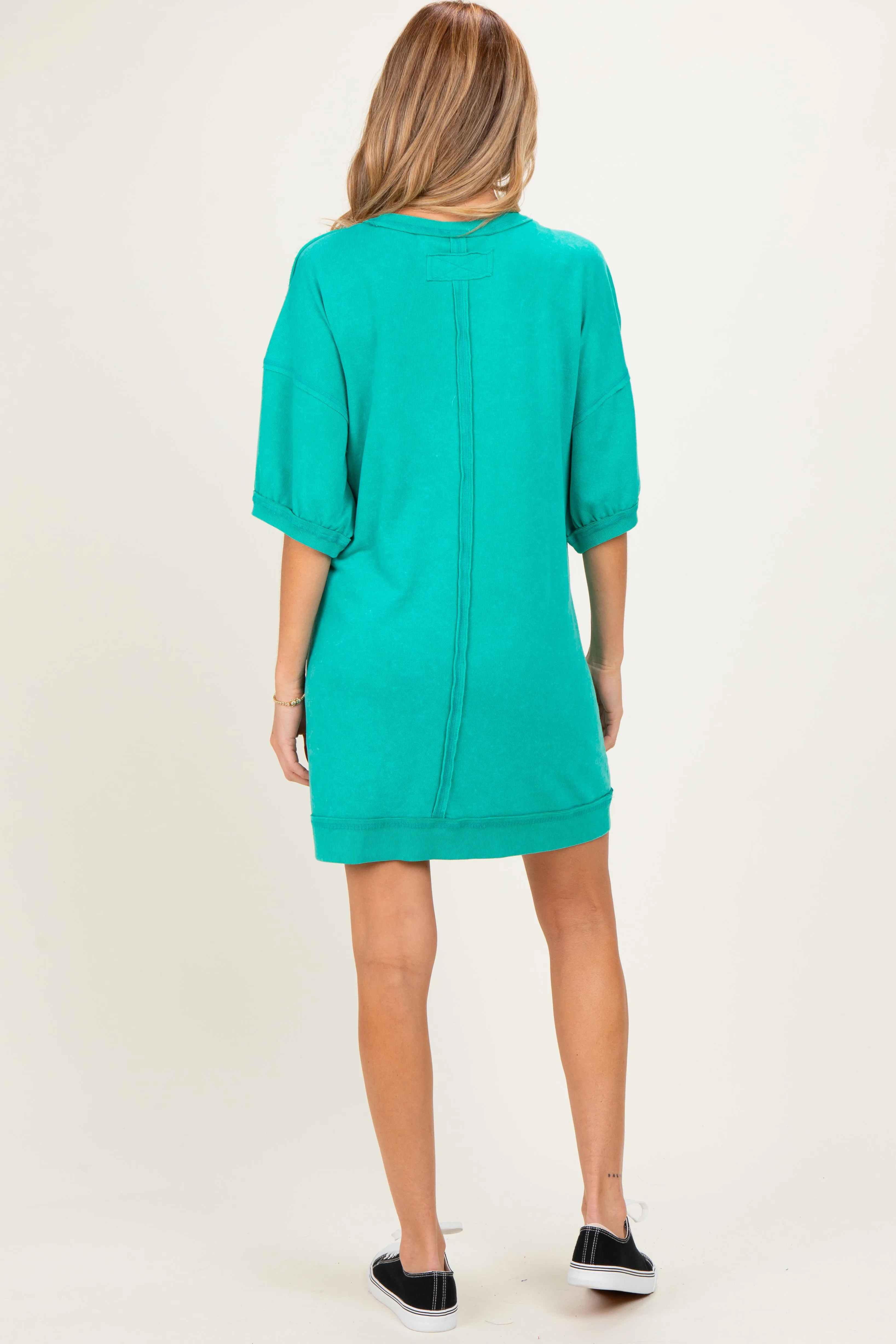 Seafoam Mineral Wash French Terry Knit Maternity T-Shirt Dress sold by Pinkblush product image thumbnail 4