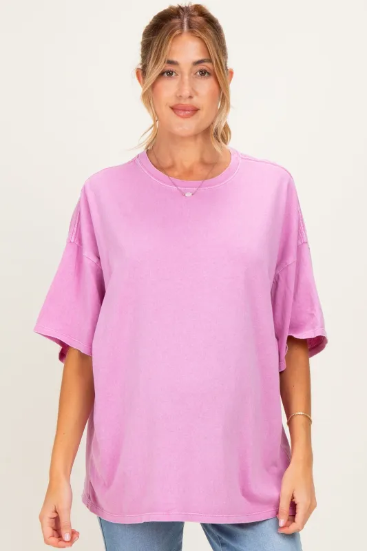 Fuchsia Oversized Mineral Wash Maternity T-Shirt made by HYFVE