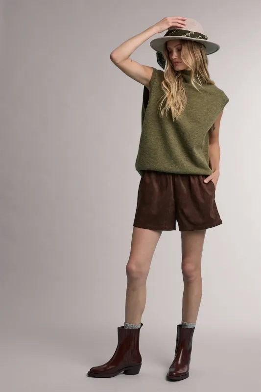 Olive Mock Neck Sweater Vest made by Wishlist