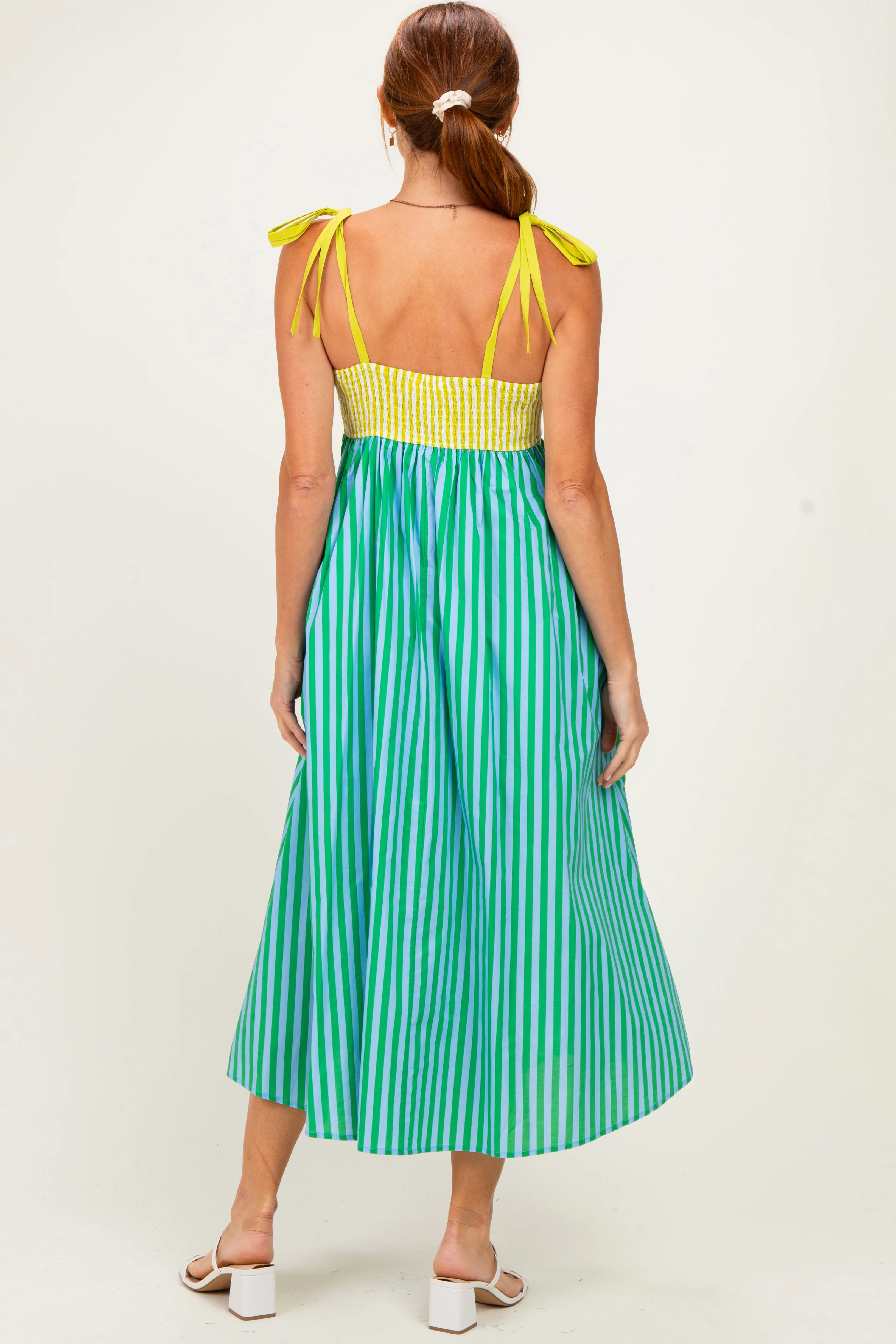 Kiwi Striped Colorblock Scallop Detail Midi Dress sold by Pinkblush product image thumbnail 3