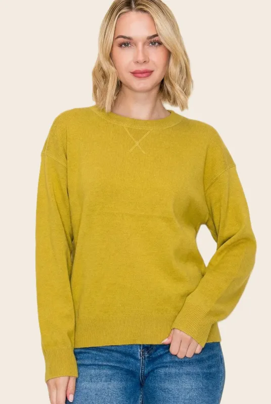 Mustard Basic Pullover Sweater made by Staccato