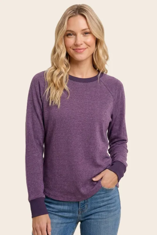 Plum Brushed Knit Long Sleeve Top made by Staccato