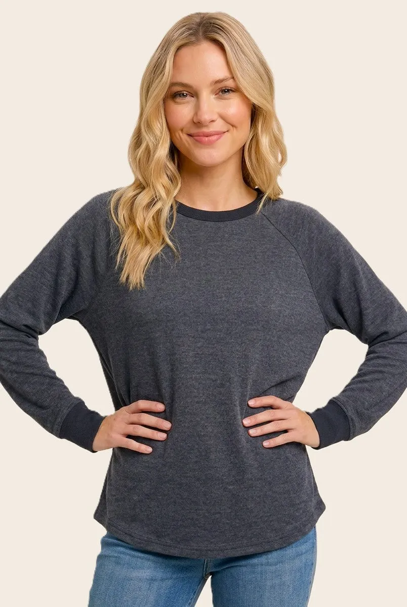 Navy Brushed Knit Long Sleeve Top sold by Pinkblush product image thumbnail 2