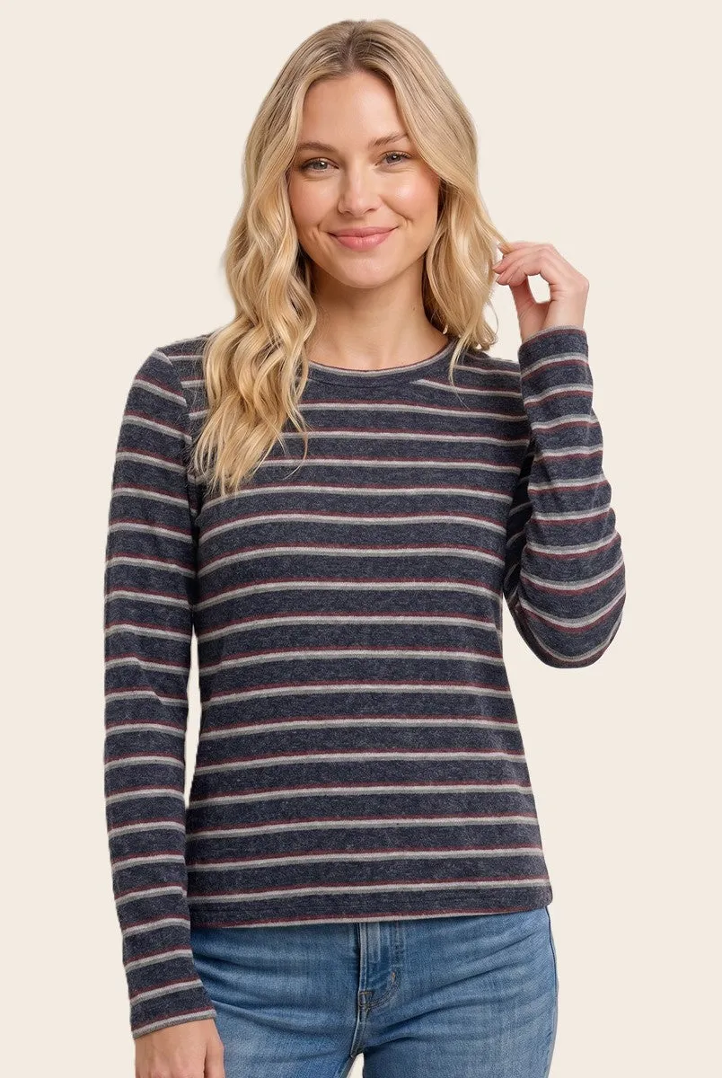 Navy Double Striped Long Sleeve Top sold by Pinkblush product image thumbnail 2