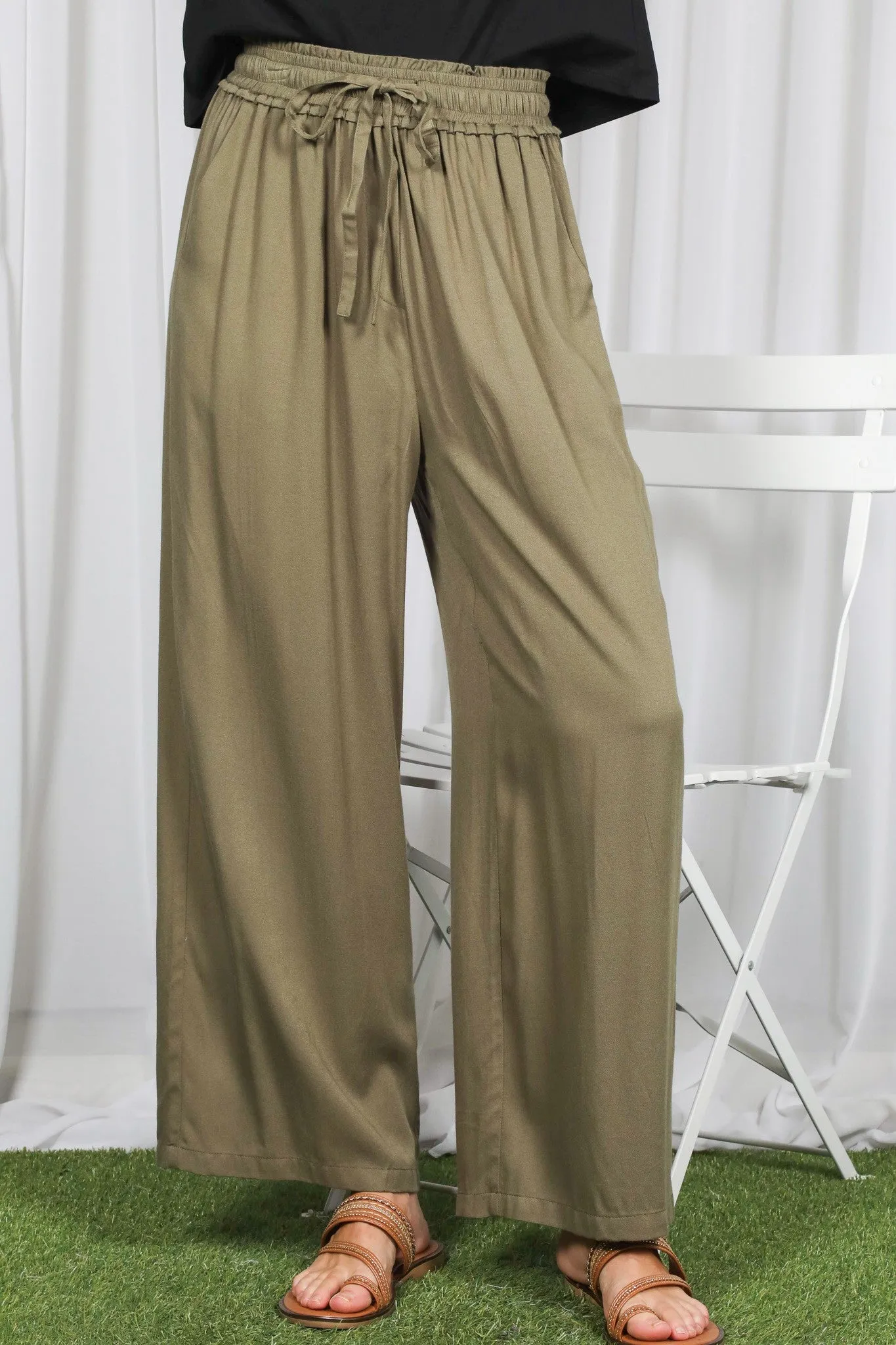 Olive Drawstring Waistband Pants sold by Pinkblush product image thumbnail 2