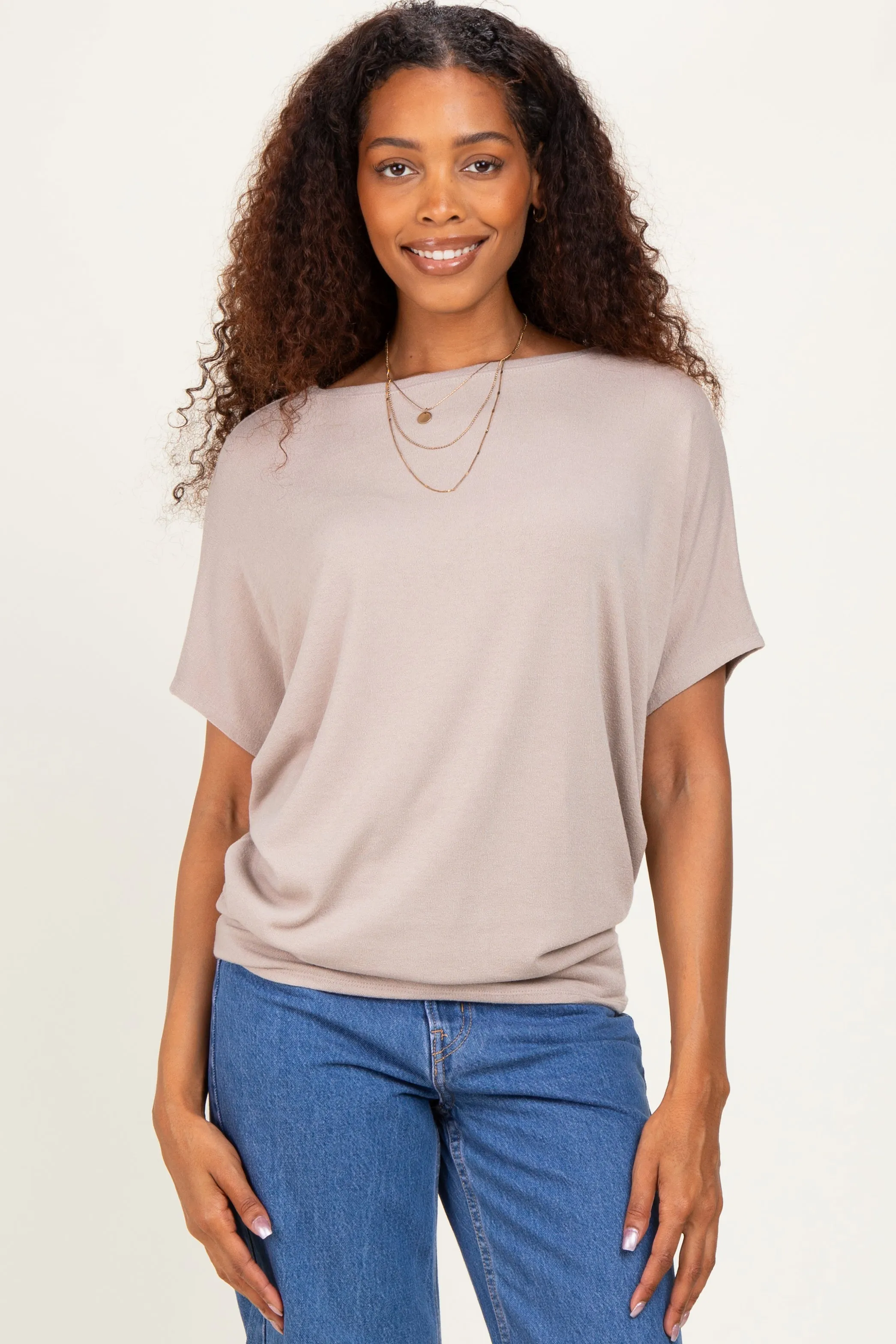 Ash Mocha Dolman Sleeve Boat Neck Top sold by Pinkblush product image thumbnail 2