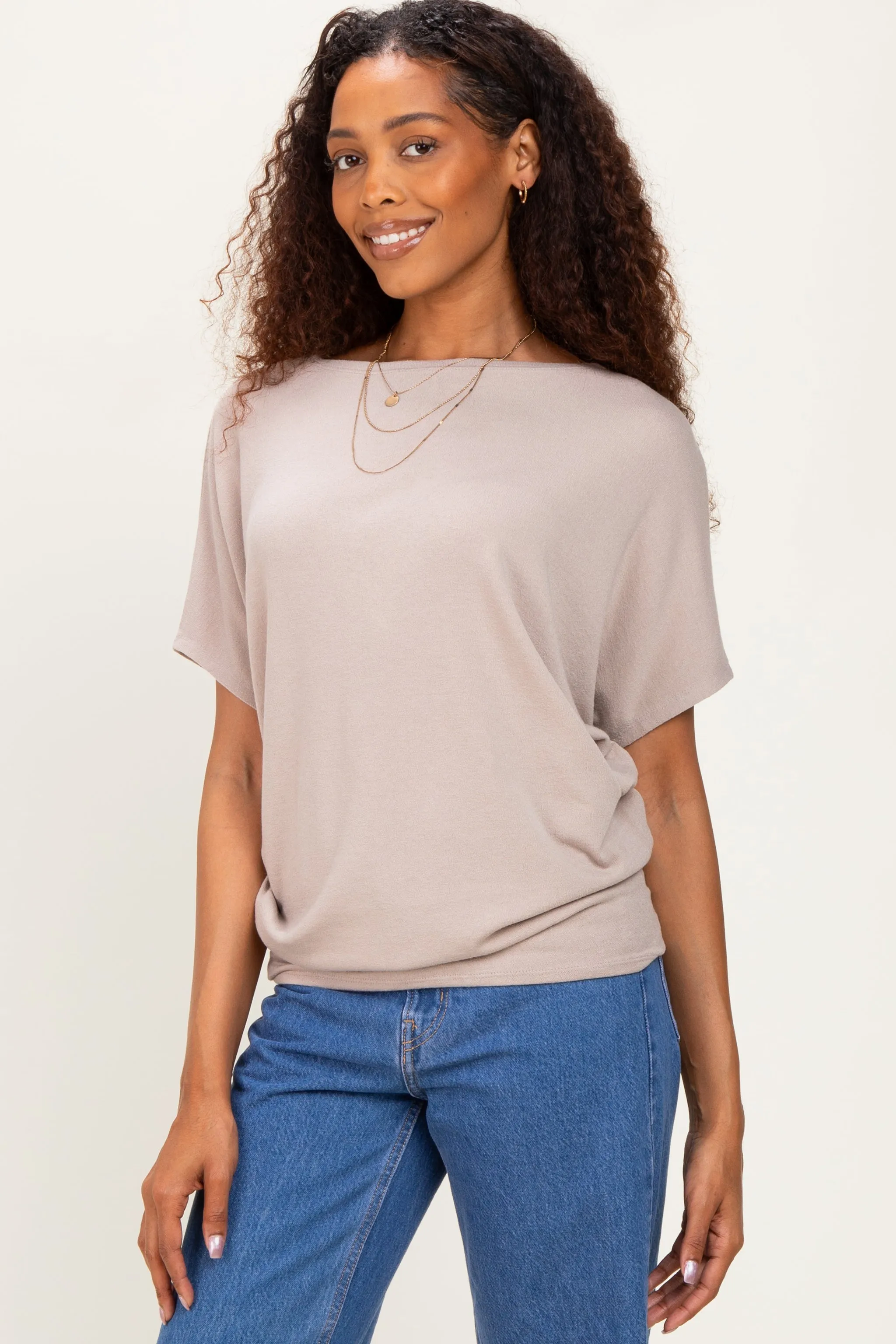 Ash Mocha Dolman Sleeve Boat Neck Top sold by Pinkblush product image thumbnail 3