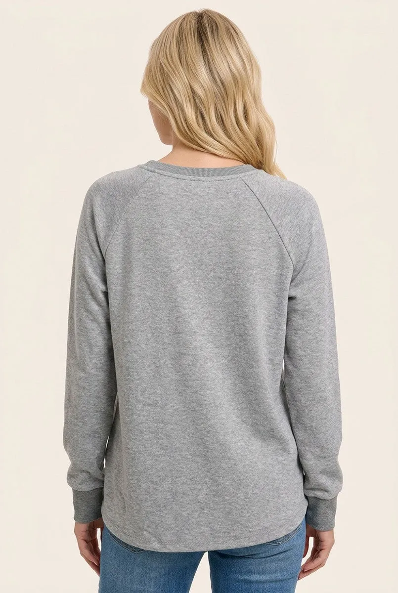 Heather Grey Brushed Knit Long Sleeve Top sold by Pinkblush product image thumbnail 3