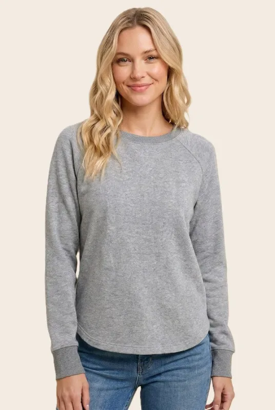 Heather Grey Brushed Knit Long Sleeve Top made by Staccato