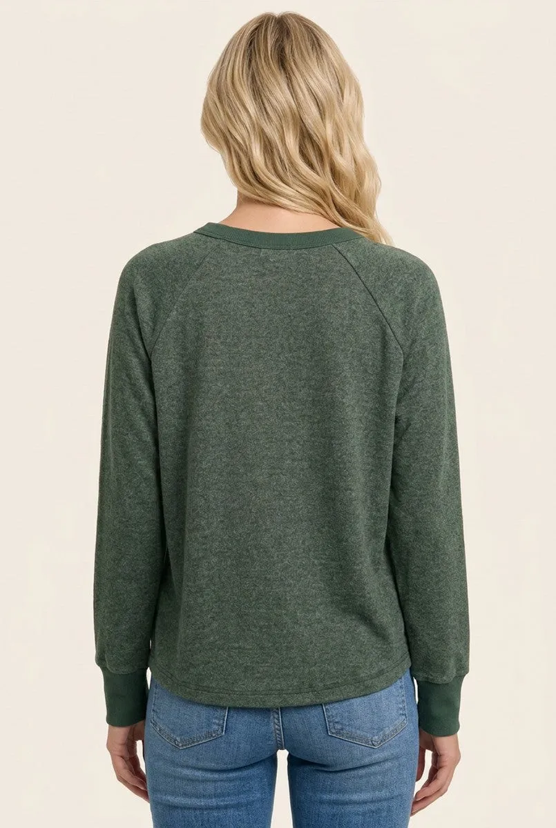Olive Brushed Knit Long Sleeve Top sold by Pinkblush product image thumbnail 3