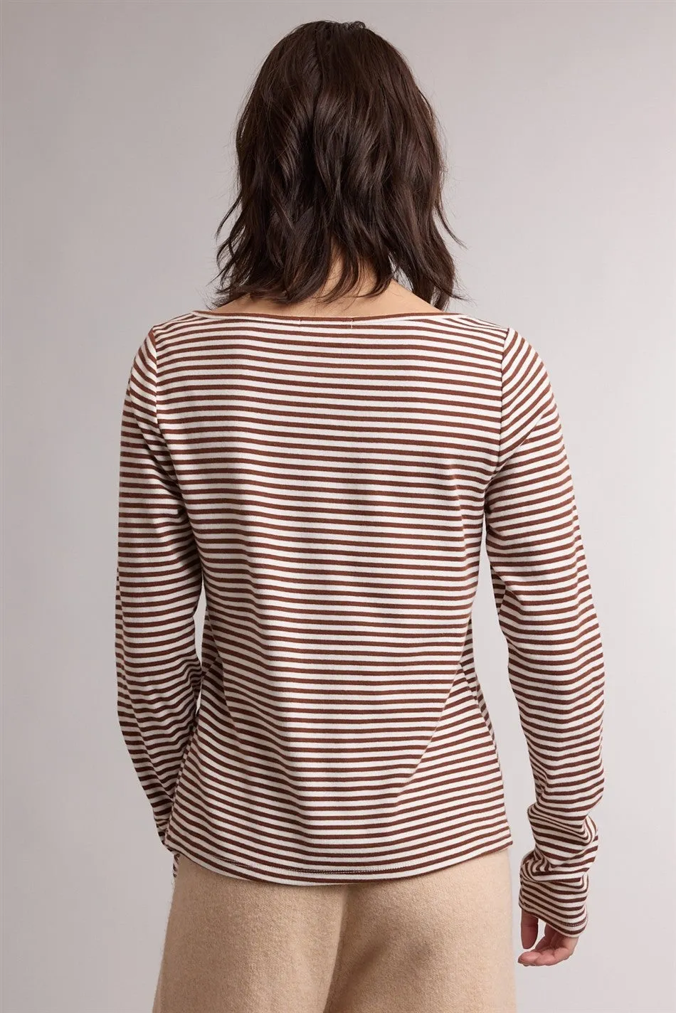 Brown Striped Button Henley Top sold by Pinkblush product image thumbnail 3