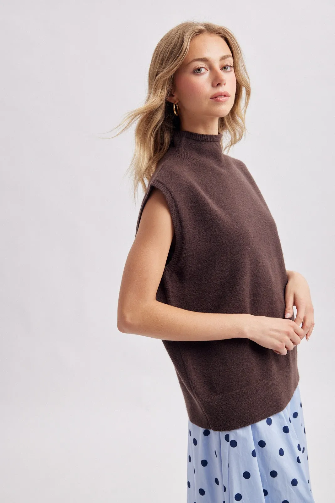 Espresso Mock Neck Sweater Vest sold by Pinkblush product image thumbnail 2