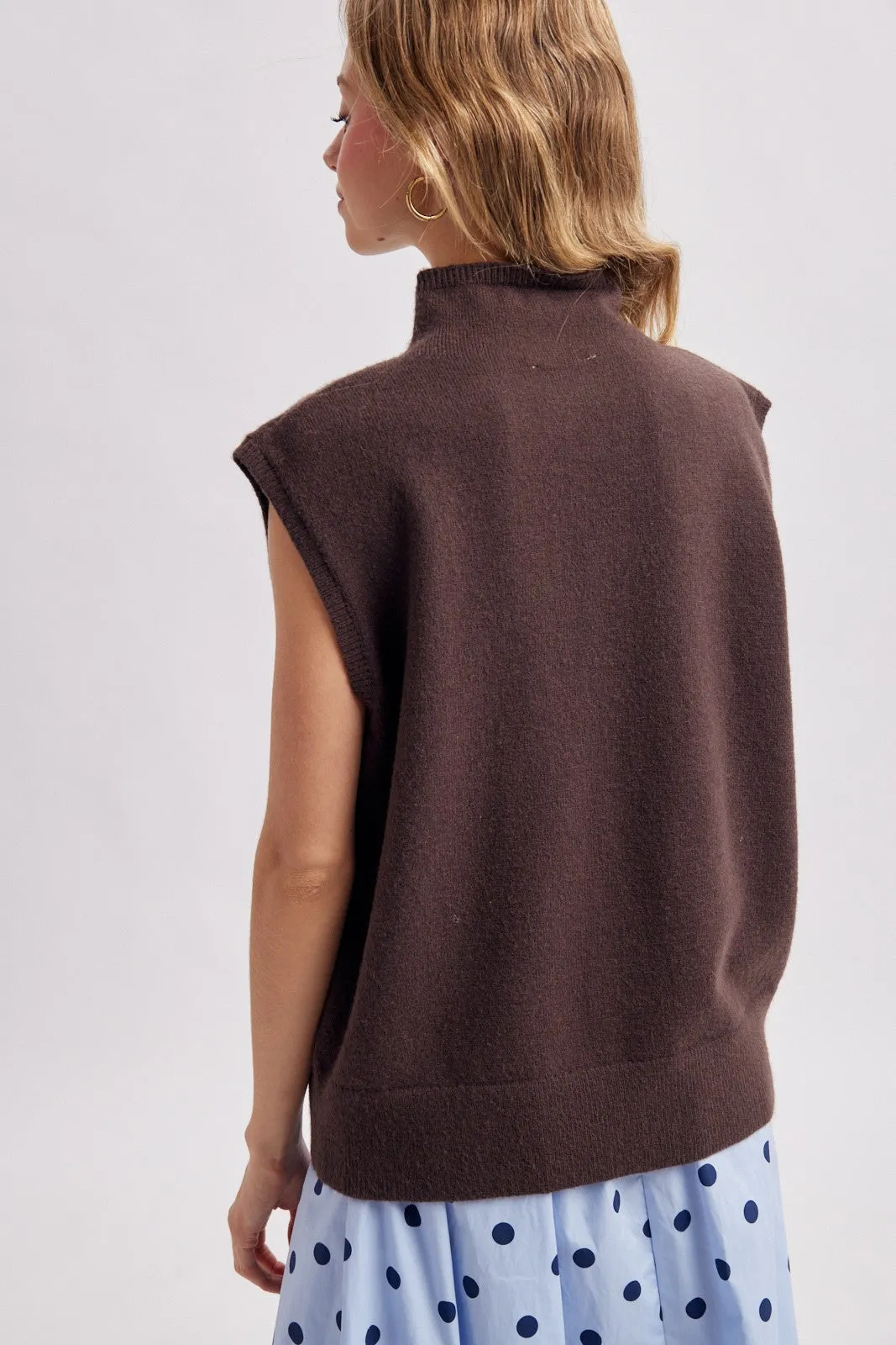 Espresso Mock Neck Sweater Vest sold by Pinkblush product image thumbnail 3