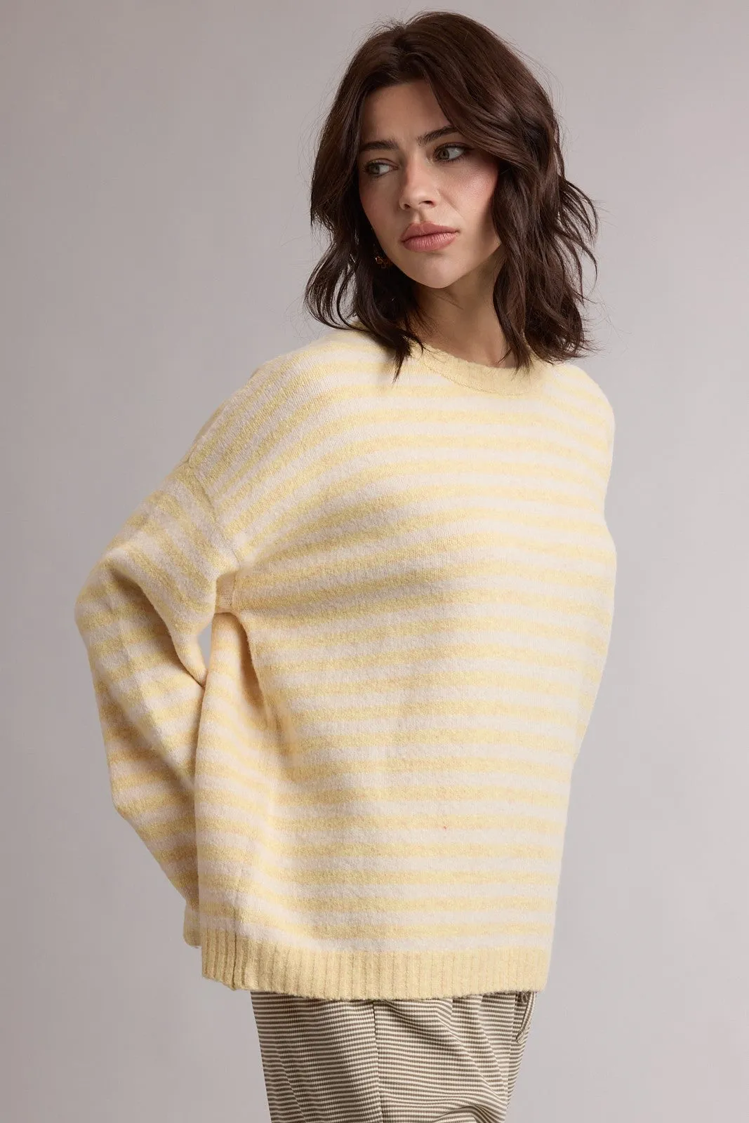 Lemon Brushed Knit Striped Sweater sold by Pinkblush product image thumbnail 2