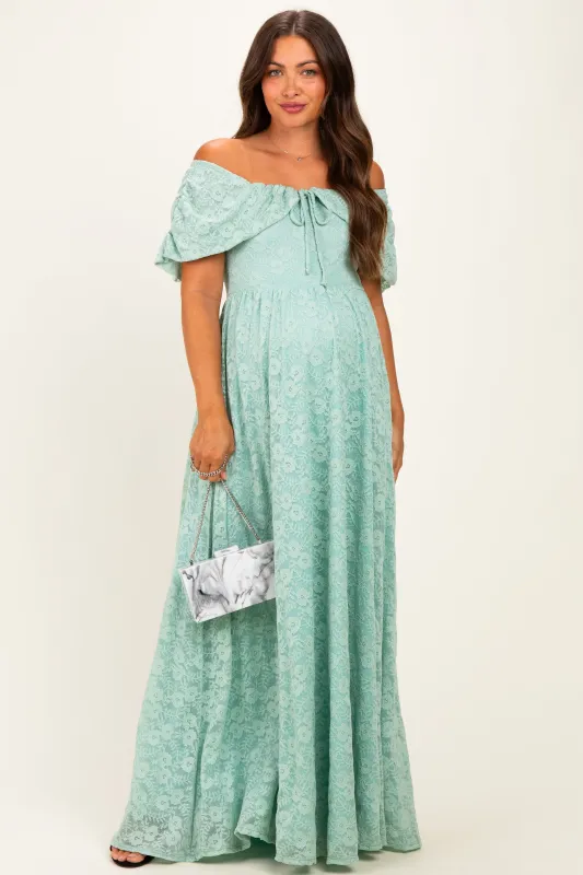 Seafoam Lace Maternity Maxi Dress made by Pinkblush