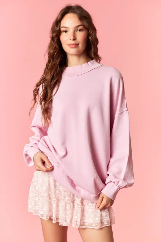 Light Pink Oversized High Neck Sweatshirt made by Pinkblush