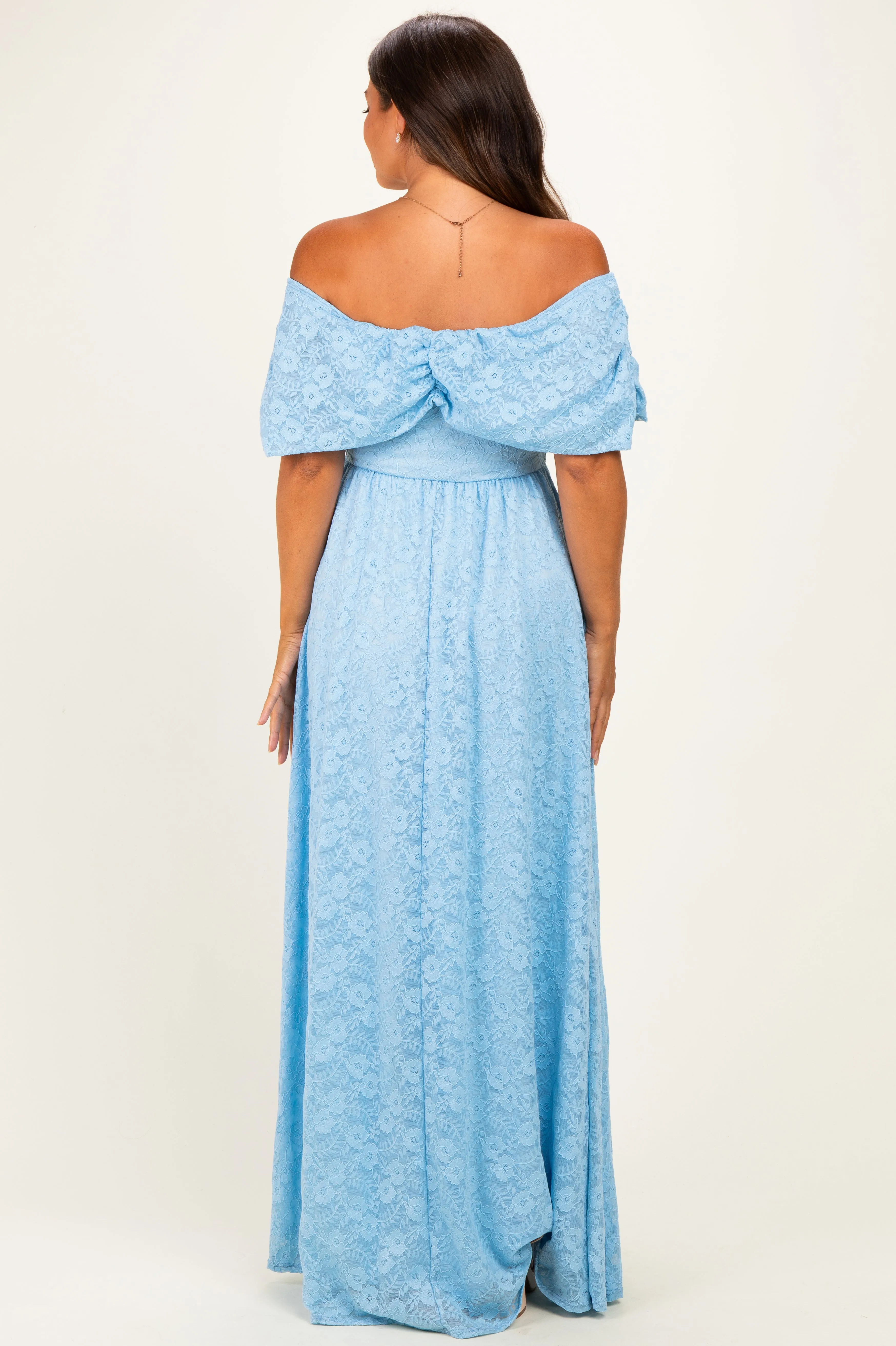Light Blue Lace Maternity Maxi Dress sold by Pinkblush product image thumbnail 3