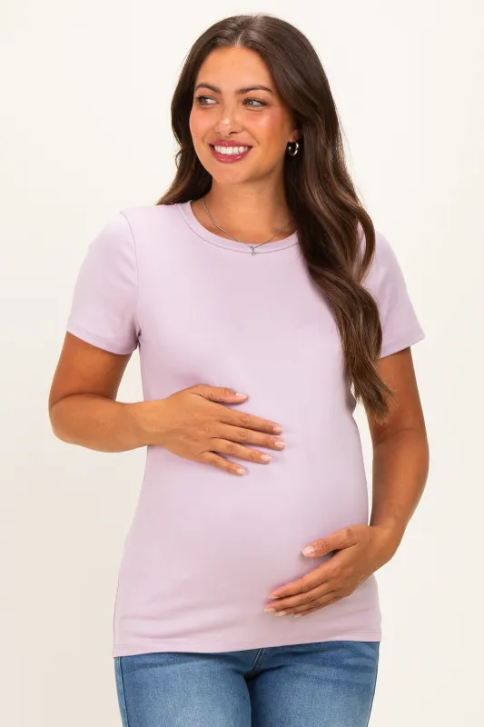Lavender Basic Crew Neck Maternity Tee made by Pinkblush