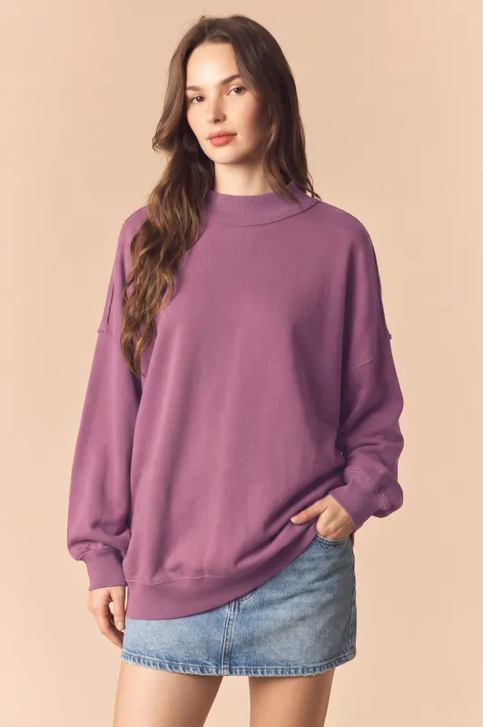 Deep Mauve Oversized High Neck Sweatshirt made by Pinkblush