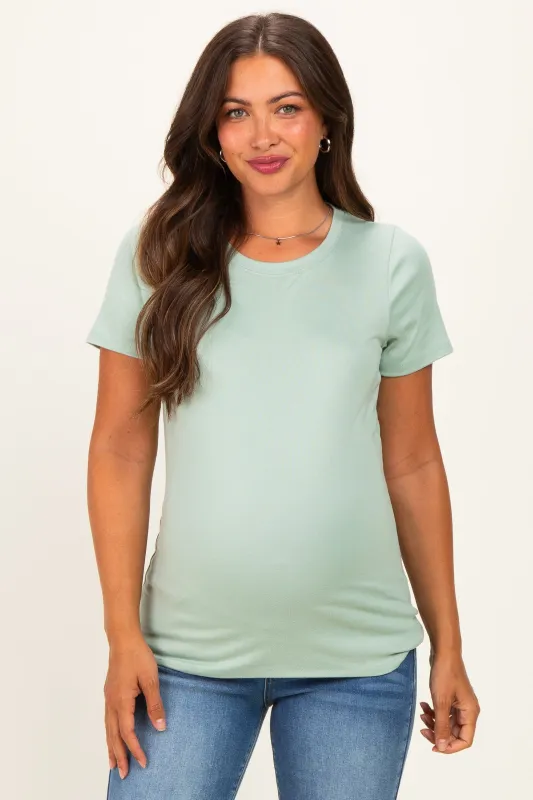 Mint Basic Crew Neck Maternity Tee made by Pinkblush
